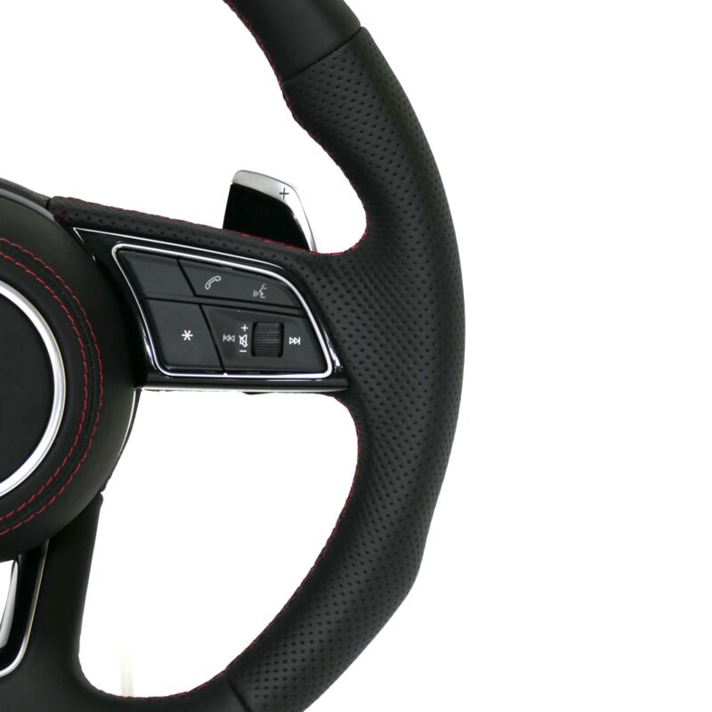 Custom perforated red line flat steering wheel for Audi A/S/ Series A3 A4 B8 A5 A6 C6 C7 A7 a8 R8 RS3 RS4 RS5 S3 S4 S5 B9 Q3 Q5 - Image 4