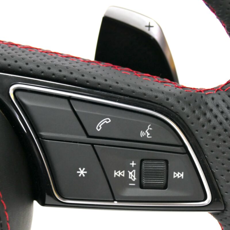 Custom perforated red line flat steering wheel for Audi A/S/ Series A3 A4 B8 A5 A6 C6 C7 A7 a8 R8 RS3 RS4 RS5 S3 S4 S5 B9 Q3 Q5 - Image 6