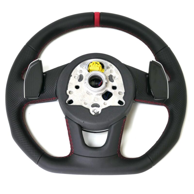 Custom perforated red line flat steering wheel for Audi A/S/ Series A3 A4 B8 A5 A6 C6 C7 A7 a8 R8 RS3 RS4 RS5 S3 S4 S5 B9 Q3 Q5 - Image 7
