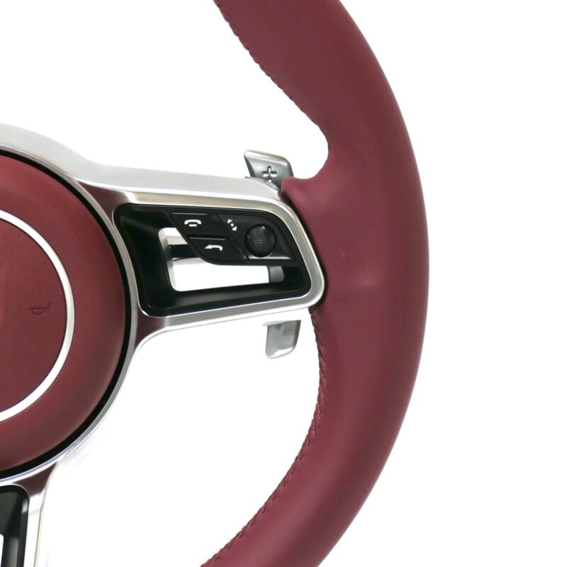 Porsche Wine Red leather steering wheel upgrade for the Porsche Panamera Macan Cayenne 918 911 718 970 971 958 steering wheel - Image 7