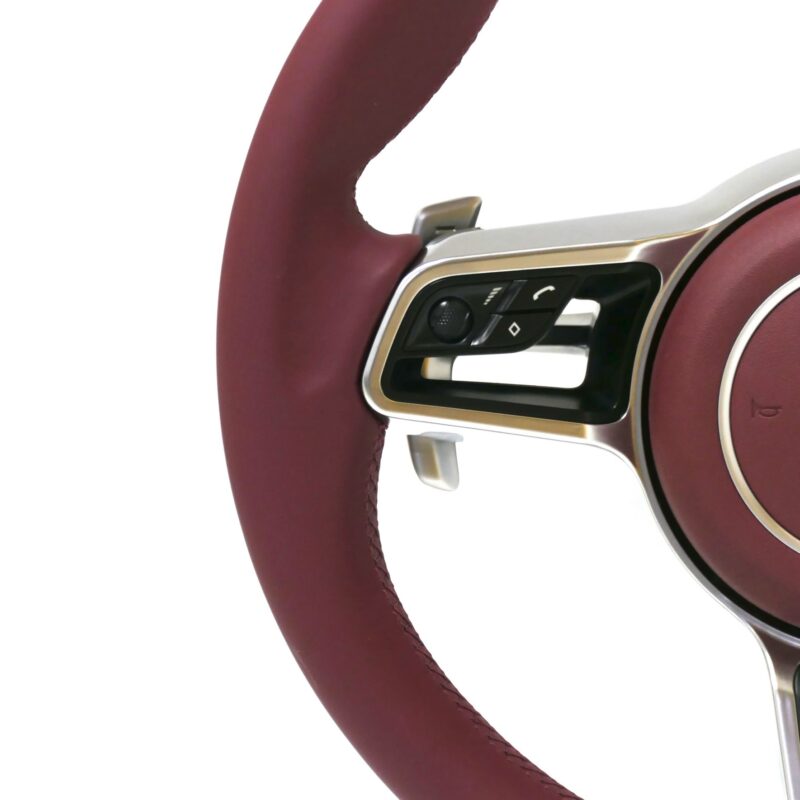 Porsche Wine Red leather steering wheel upgrade for the Porsche Panamera Macan Cayenne 918 911 718 970 971 958 steering wheel - Image 5