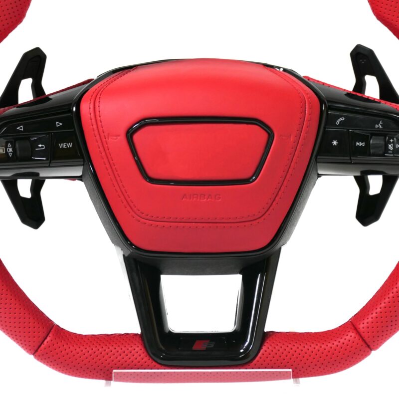Red Leather Steering Wheel Upgrade Fit For Audi Rs Rs3 Rs7 A3 A4 A5 A7 Q7 A3 A4 B8 A5 A6 C6 C7 A7 Tt Tts R8 Style For Audi Model - Image 3
