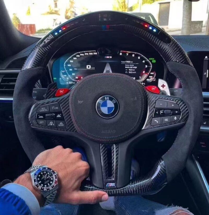 Custom Alcantara carbon fiber steering wheel fit for BMW G20 G30 G29 G05 G01 G06 G38 G11 G12 G28 G80 led MSports steering wheel - Image 6